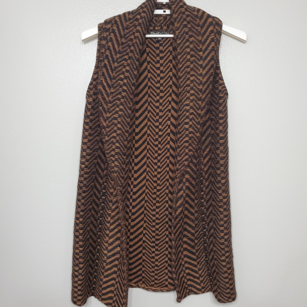 Elizabeth And James Herringbone Shawl Knit Vest View 2